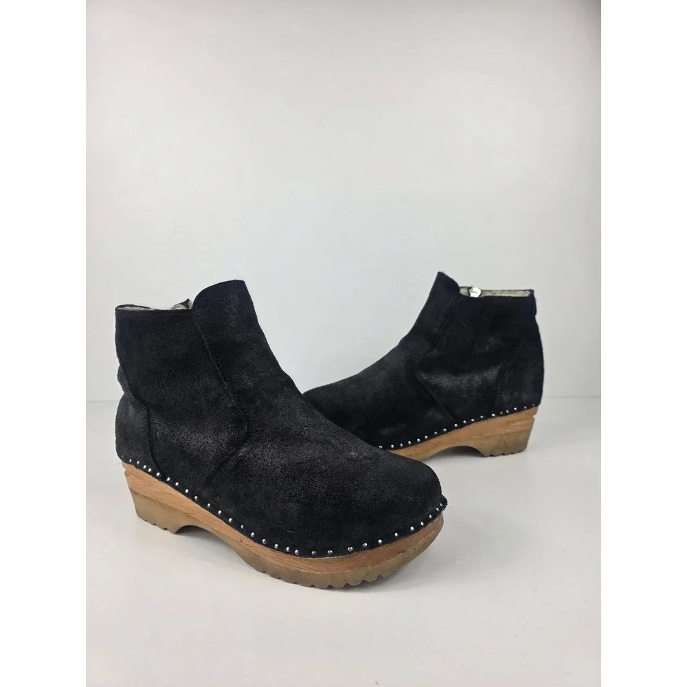 Troentorp Bastad Black Suede Shearling Lined Women's Ankle Boors Size EU 38- US8